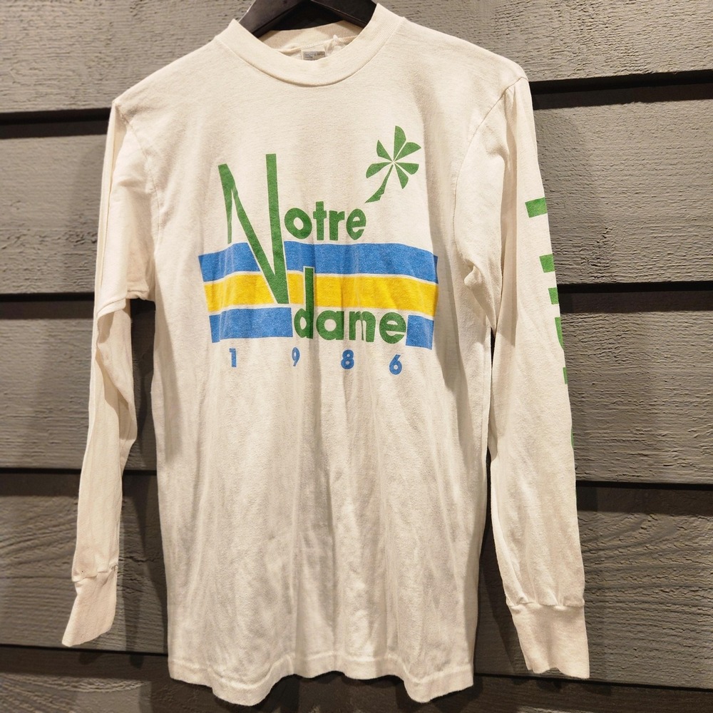 Vintage Notre Dame Fighting Irish Shirt Mens XL White Football DC Sportswear 80s